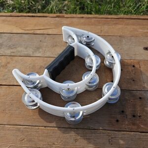 Tambourine Rhythm Moon 8.5" Across White Double Row